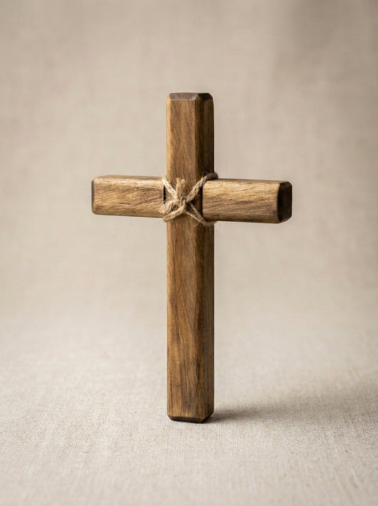 Handcrafted Small Wooden Cross Rustic Hand Cross Wall Cross Jute Tie
