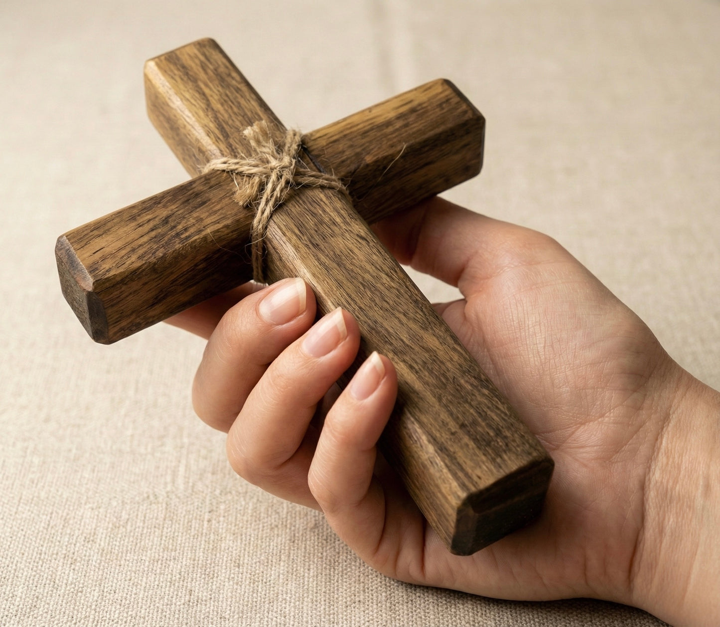 Handcrafted Small Wooden Cross Rustic Hand Cross Wall Cross Jute Tie