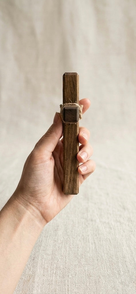 Handcrafted Small Wooden Cross Rustic Hand Cross Wall Cross Jute Tie