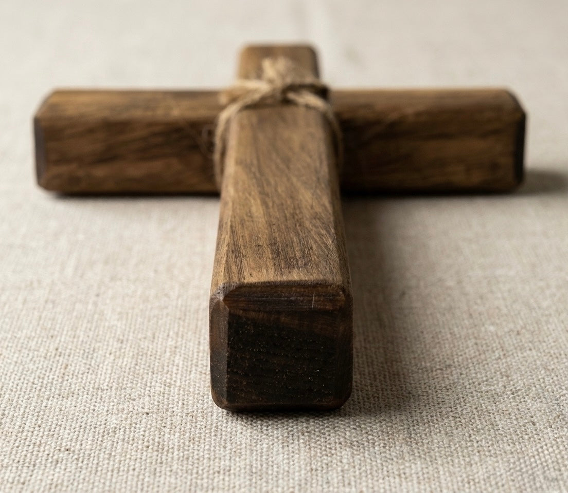 Handcrafted Small Wooden Cross Rustic Hand Cross Wall Cross Jute Tie